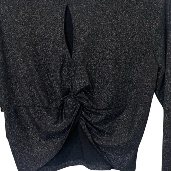 Nordstrom Open Edit Long Sleeve Cropped Knit Top Size Medium Open Back Holiday - Picture 6 of 9